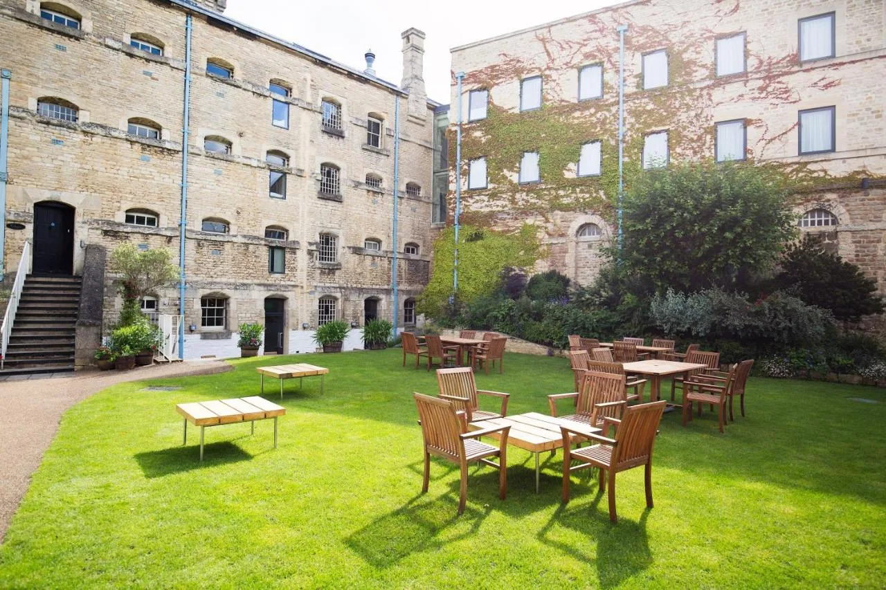 courtyard with tables and chairs outside Malmaison Oxford near Westgate Oxford